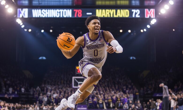 Washington Basketball vs Maryland Terrapins Men's Basketball Match Player Stats