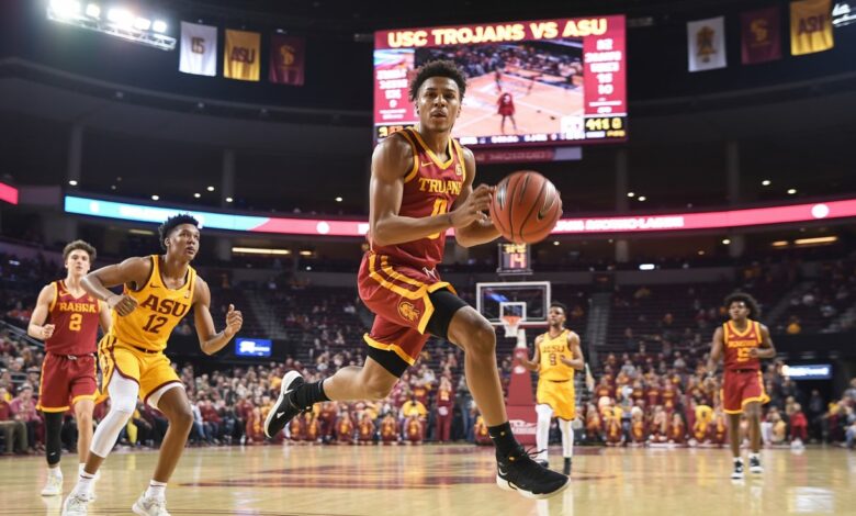 usc trojans men's basketball vs asu basketball match player stats