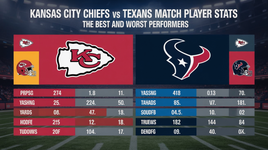 Kansas City Chiefs vs Texans Match Player Stats